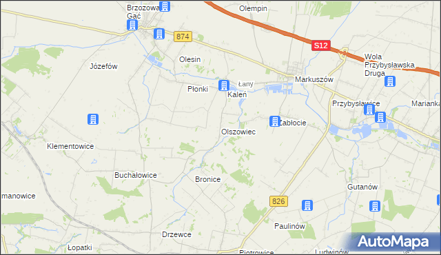 mapa Olszowiec gmina Markuszów, Olszowiec gmina Markuszów na mapie Targeo