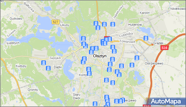 mapa Olsztyna, Olsztyn na mapie Targeo