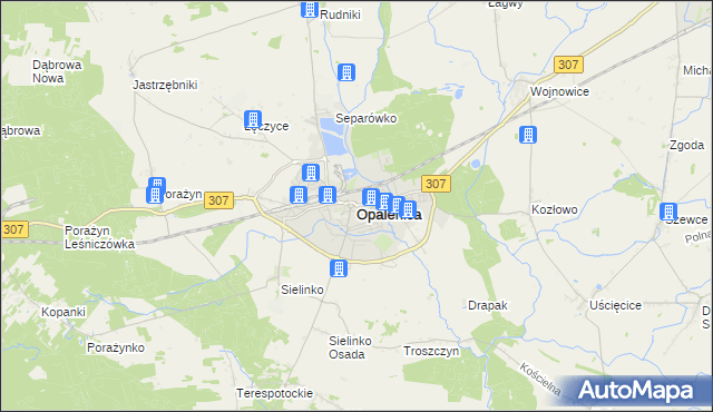 mapa Opalenica powiat nowotomyski, Opalenica powiat nowotomyski na mapie Targeo