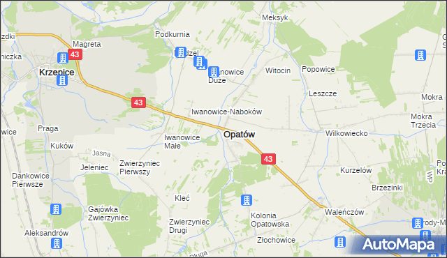 mapa Opatów powiat kłobucki, Opatów powiat kłobucki na mapie Targeo