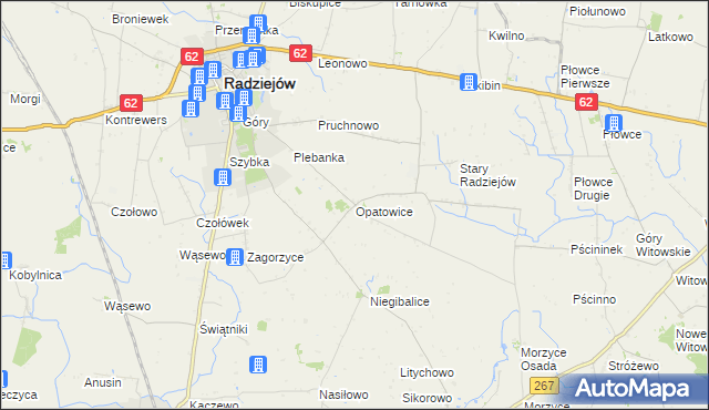 mapa Opatowice gmina Radziejów, Opatowice gmina Radziejów na mapie Targeo