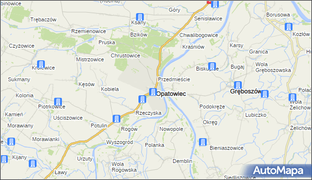 mapa Opatowiec powiat kazimierski, Opatowiec powiat kazimierski na mapie Targeo