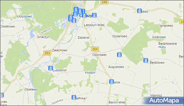 mapa Oporówek gmina Łabiszyn, Oporówek gmina Łabiszyn na mapie Targeo