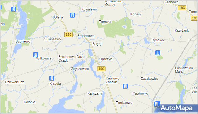 mapa Oporzyn, Oporzyn na mapie Targeo