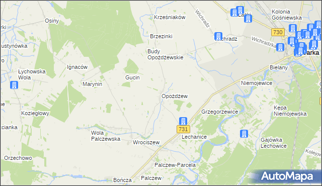 mapa Opożdżew, Opożdżew na mapie Targeo