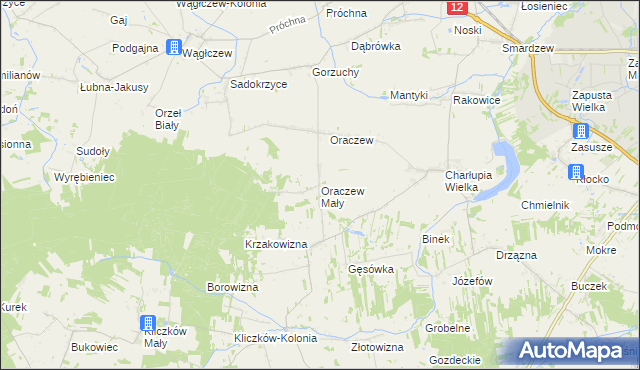 mapa Oraczew Mały, Oraczew Mały na mapie Targeo