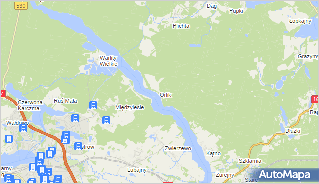 mapa Orlik gmina Łukta, Orlik gmina Łukta na mapie Targeo