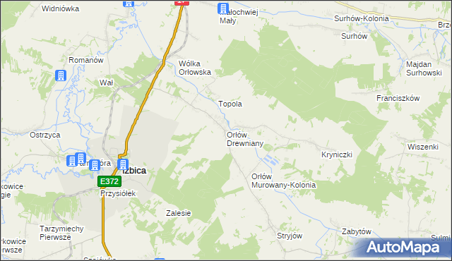 mapa Orłów Drewniany, Orłów Drewniany na mapie Targeo