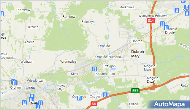 mapa Orpelów-Numerki, Orpelów-Numerki na mapie Targeo