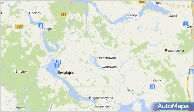 mapa Orzechówko gmina Świętajno, Orzechówko gmina Świętajno na mapie Targeo