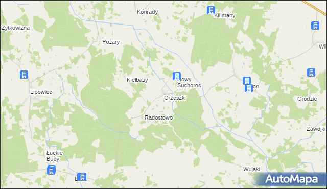 mapa Orzeszki, Orzeszki na mapie Targeo