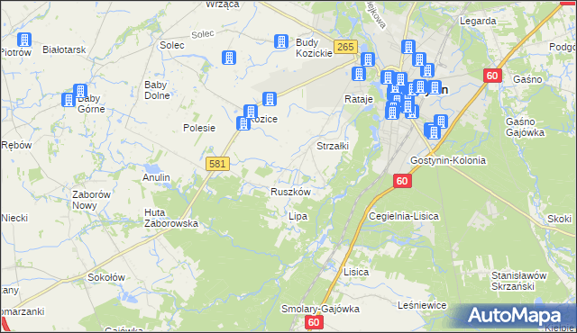 mapa Osada gmina Gostynin, Osada gmina Gostynin na mapie Targeo