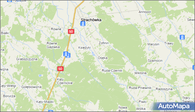 mapa Osęka, Osęka na mapie Targeo