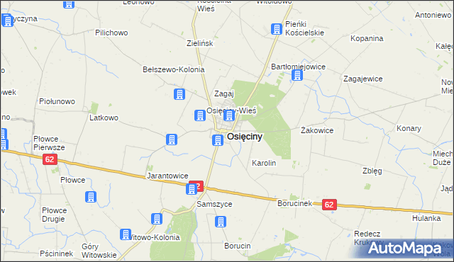 mapa Osięciny, Osięciny na mapie Targeo