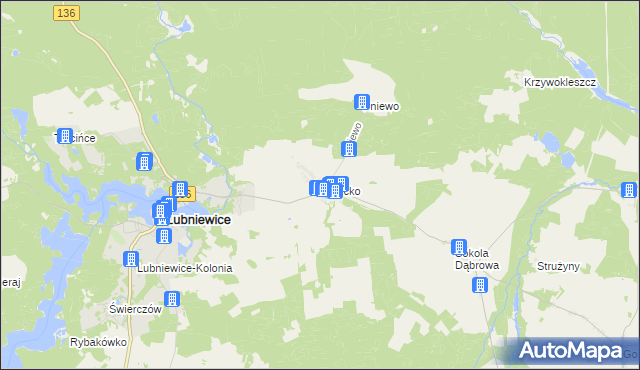 mapa Osiecko gmina Bledzew, Osiecko gmina Bledzew na mapie Targeo