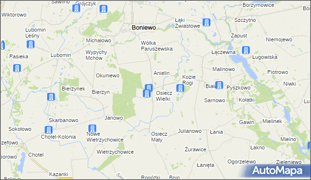 mapa Osiecz Wielki, Osiecz Wielki na mapie Targeo