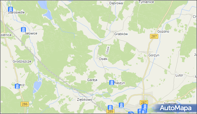 mapa Osiek gmina Lubsko, Osiek gmina Lubsko na mapie Targeo