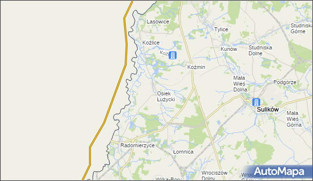 mapa Osiek Łużycki, Osiek Łużycki na mapie Targeo