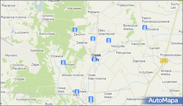 mapa Osiek Mały powiat kolski, Osiek Mały powiat kolski na mapie Targeo