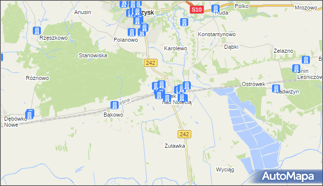 mapa Osiek nad Notecią, Osiek nad Notecią na mapie Targeo