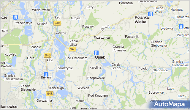 mapa Osiek powiat oświęcimski, Osiek powiat oświęcimski na mapie Targeo