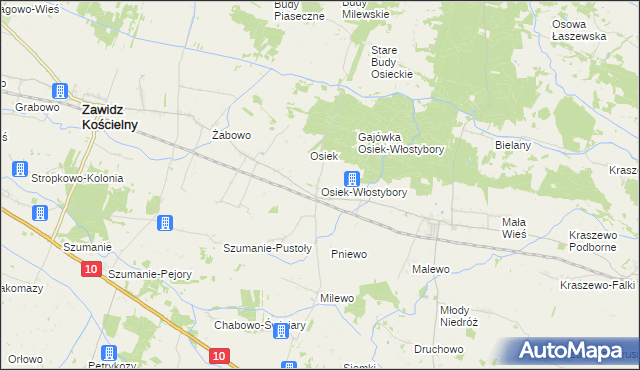 mapa Osiek-Włostybory, Osiek-Włostybory na mapie Targeo