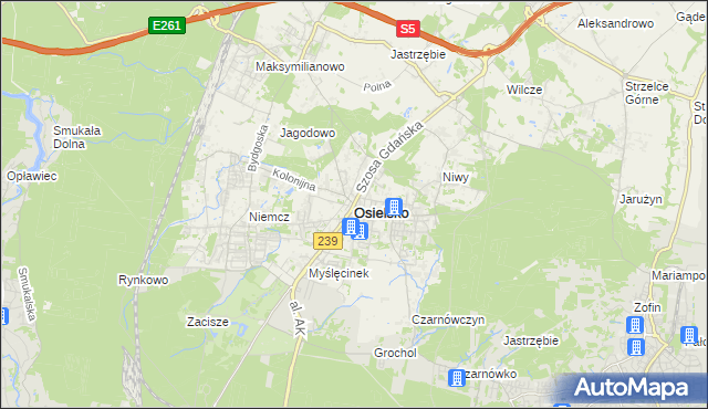 mapa Osielsko, Osielsko na mapie Targeo