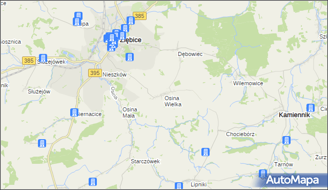 mapa Osina Wielka, Osina Wielka na mapie Targeo