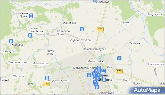 mapa Osmołowszczyzna, Osmołowszczyzna na mapie Targeo