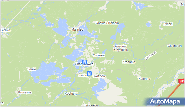 mapa Osówek gmina Potok Wielki, Osówek gmina Potok Wielki na mapie Targeo