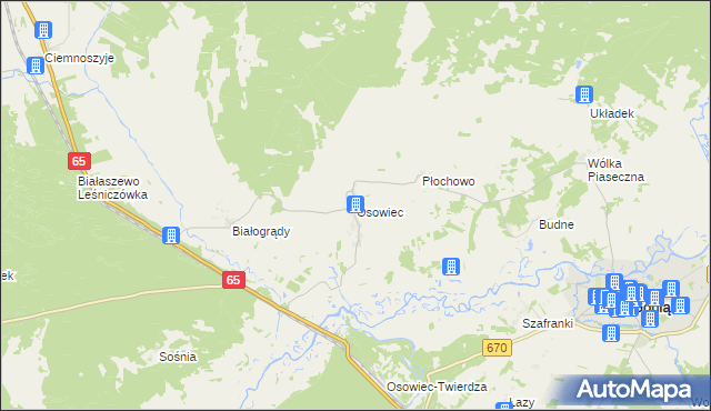 mapa Osowiec gmina Goniądz, Osowiec gmina Goniądz na mapie Targeo