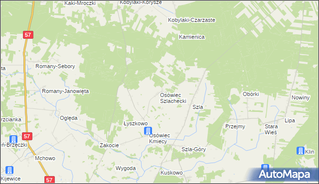 mapa Osówiec Szlachecki, Osówiec Szlachecki na mapie Targeo