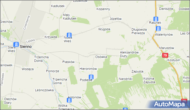 mapa Osówka gmina Sienno, Osówka gmina Sienno na mapie Targeo