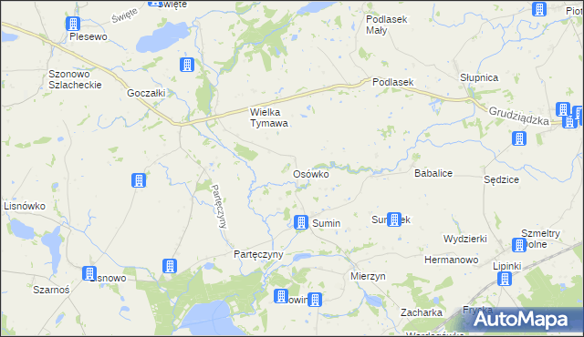mapa Osówko gmina Biskupiec, Osówko gmina Biskupiec na mapie Targeo