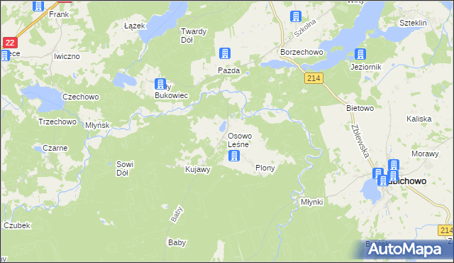 mapa Osowo Leśne, Osowo Leśne na mapie Targeo