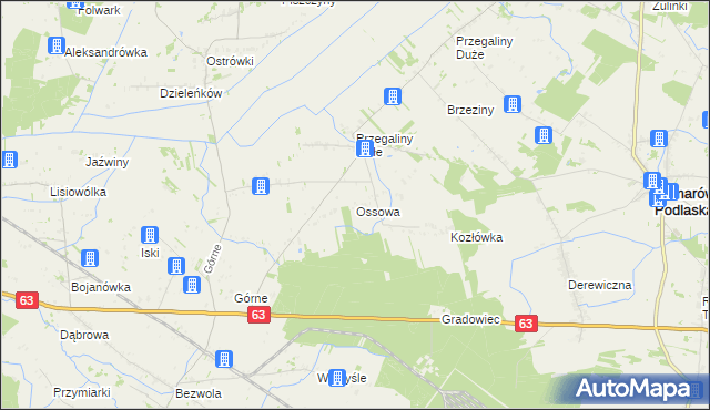 mapa Ossowa, Ossowa na mapie Targeo