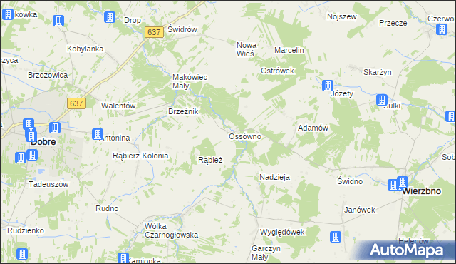 mapa Ossówno, Ossówno na mapie Targeo