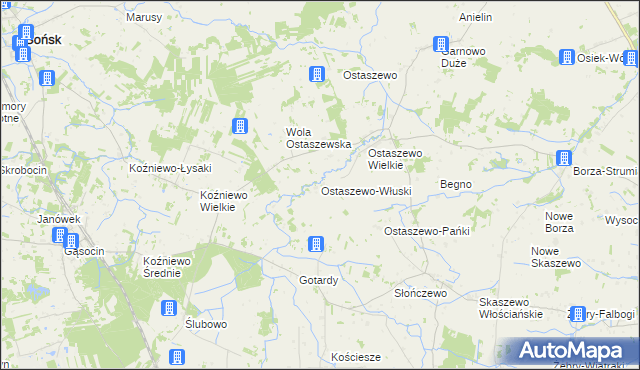 mapa Ostaszewo-Włuski, Ostaszewo-Włuski na mapie Targeo