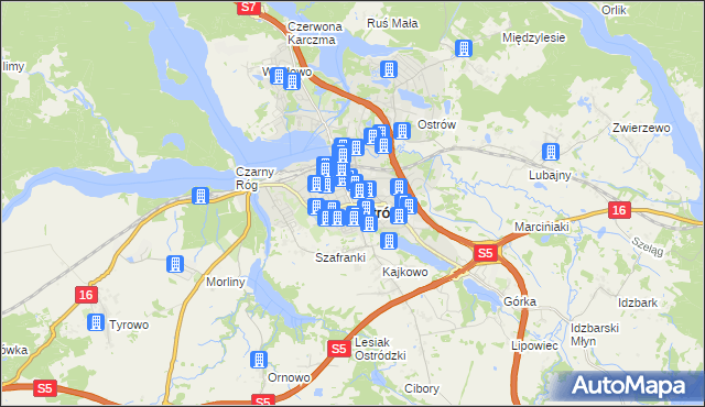 mapa Ostróda, Ostróda na mapie Targeo