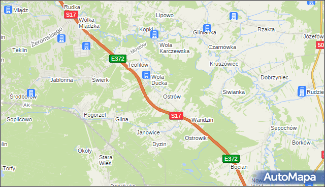 mapa Ostrów gmina Celestynów, Ostrów gmina Celestynów na mapie Targeo