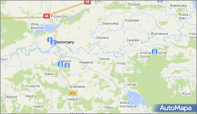 mapa Ostrów gmina Michów, Ostrów gmina Michów na mapie Targeo