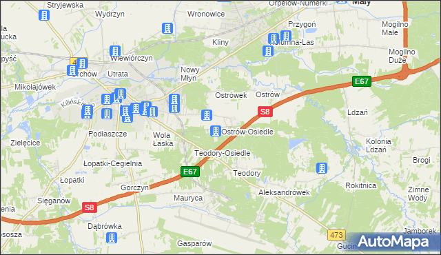 mapa Ostrów-Osiedle, Ostrów-Osiedle na mapie Targeo