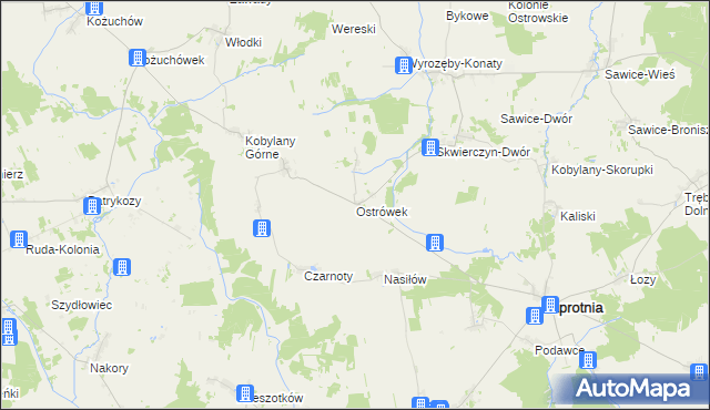 mapa Ostrówek gmina Repki, Ostrówek gmina Repki na mapie Targeo