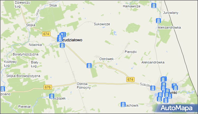 mapa Ostrówek gmina Szudziałowo, Ostrówek gmina Szudziałowo na mapie Targeo