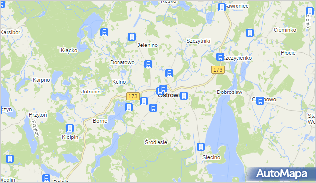 mapa Ostrowice powiat drawski, Ostrowice powiat drawski na mapie Targeo