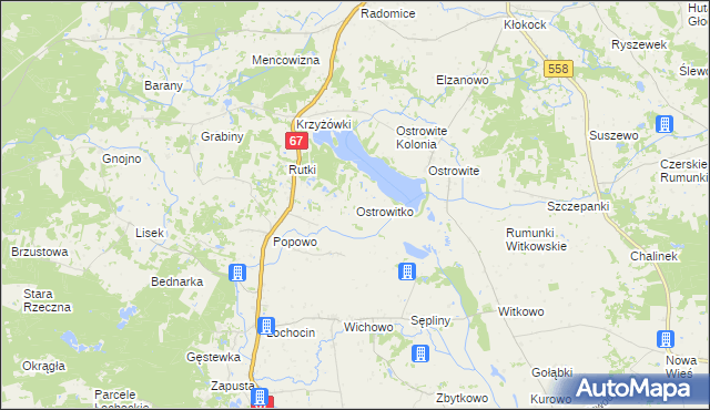 mapa Ostrowitko, Ostrowitko na mapie Targeo