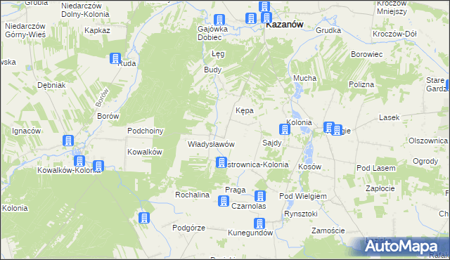 mapa Ostrownica gmina Kazanów, Ostrownica gmina Kazanów na mapie Targeo