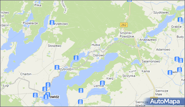 mapa Ostrowo gmina Powidz, Ostrowo gmina Powidz na mapie Targeo