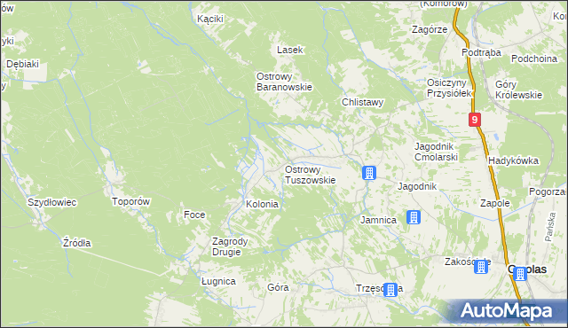 mapa Ostrowy Tuszowskie, Ostrowy Tuszowskie na mapie Targeo