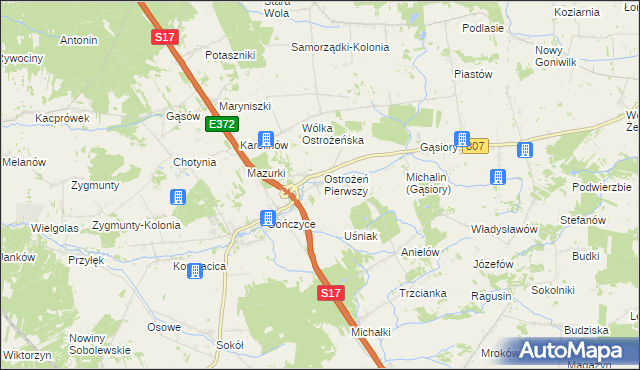 mapa Ostrożeń Drugi, Ostrożeń Drugi na mapie Targeo